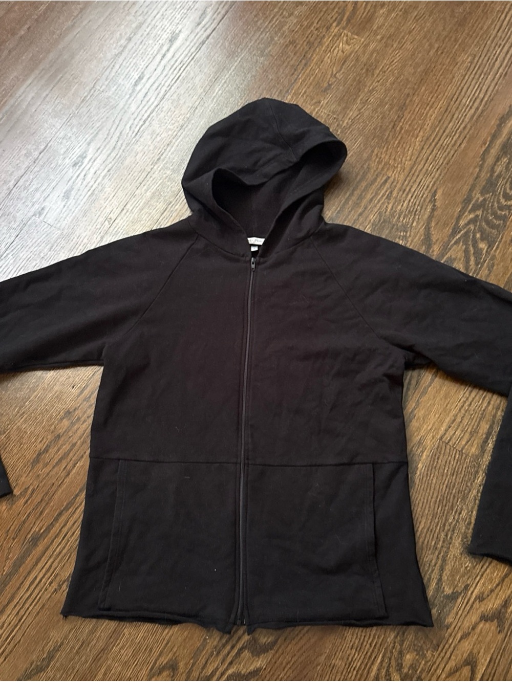 James Perse Medium 2 Black Zip-Up Hoodie with Front Pockets